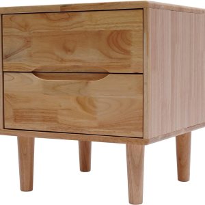 Mesitas de noche modernas de madera con mango ranurado de mediados de siglo, mesa auxiliar para dormitorio, cajón de almacenamiento y estante con 2 Mesitas de noche modernas de madera con mango ranurado de mediados de siglo, mesa auxiliar para dormitorio, cajón de almacenamiento y estante con 2