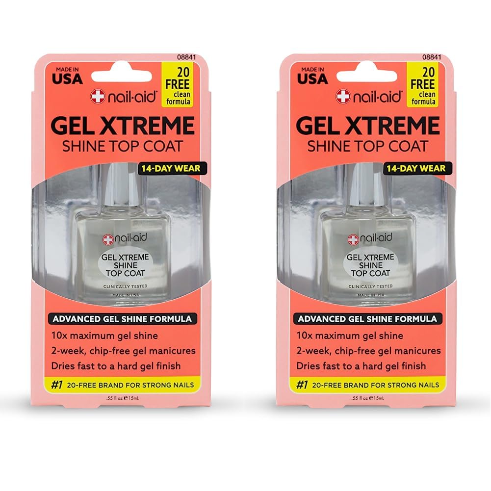 Nail-Aid Gel Xtreme Shine – Capa superior transparente, 0.55 onzas líquidas (paquete de 2)
