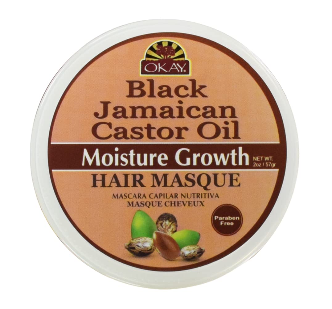 OKAY Máscara para el cabello con aceite de ricino jamaicano negro, para todo tipo de cabello y texturas, evita daños para un crecimiento máximo,
