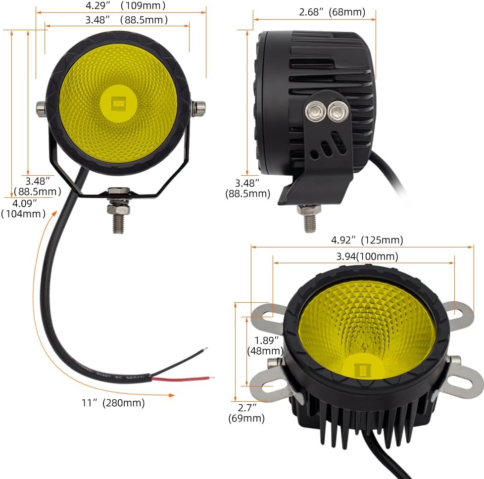 Luces antiniebla LED redondas para conducción todoterreno, 2 unidades, haz de inundación de 3.5 pulgadas, luces antiniebla para motocicleta, luces