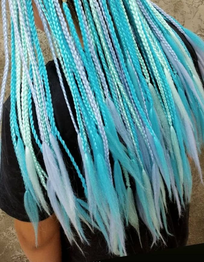 Extensiones de cabello trenzado jumbo color azul cielo Jumbo para trenzas de caja torcida, cabello de ganchillo de fibra sintética de alta