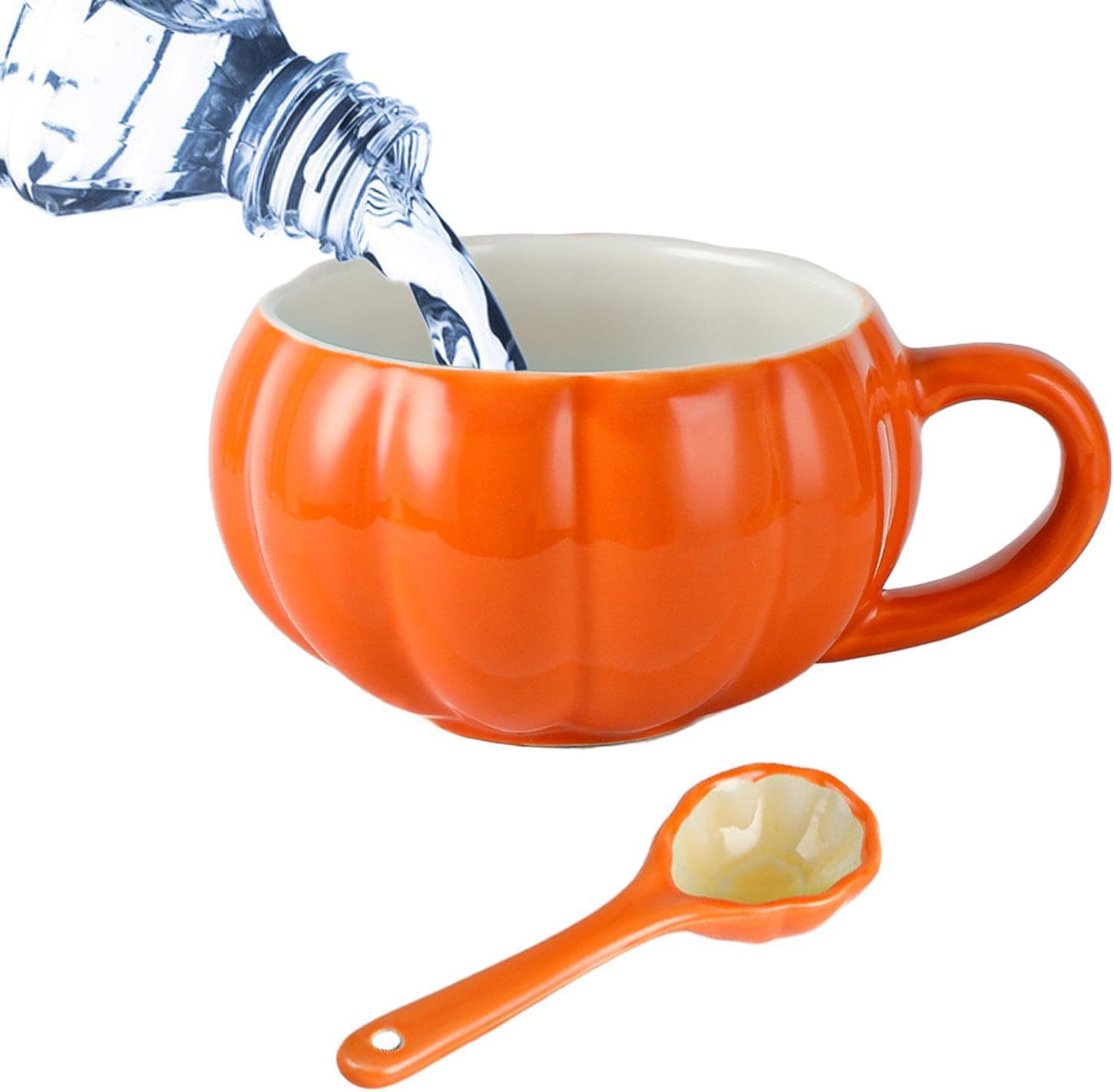 Taza de Halloween 3D con diseño de calabaza y fantasma, taza de cerámica para niños, taza de café de Halloween con tapa