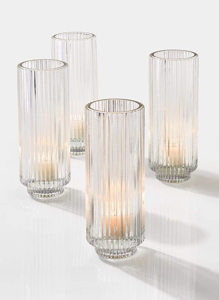 Serene Spaces Living – portavelas de cristal acanalado, perfecto para bodas y decoración del hogar, en varios tamaños y colores