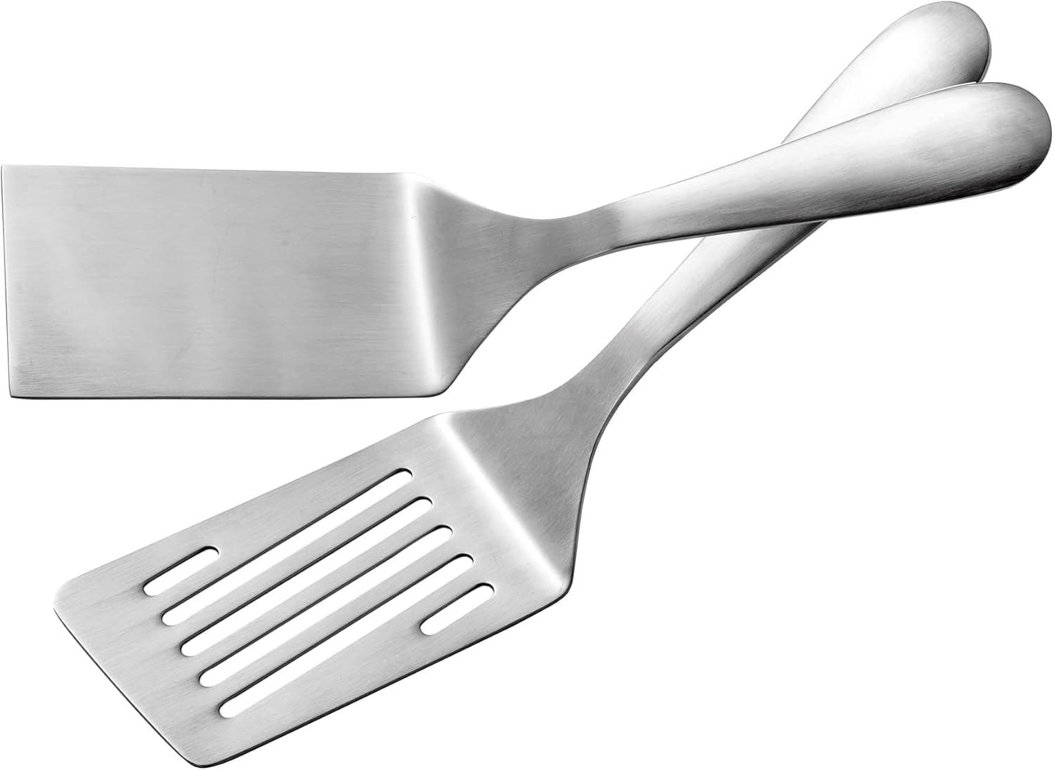IMEEA Juego de espátulas de metal SUS304 – Espátula de parrilla de acero inoxidable con ranura para hamburguesa con parte superior plana para