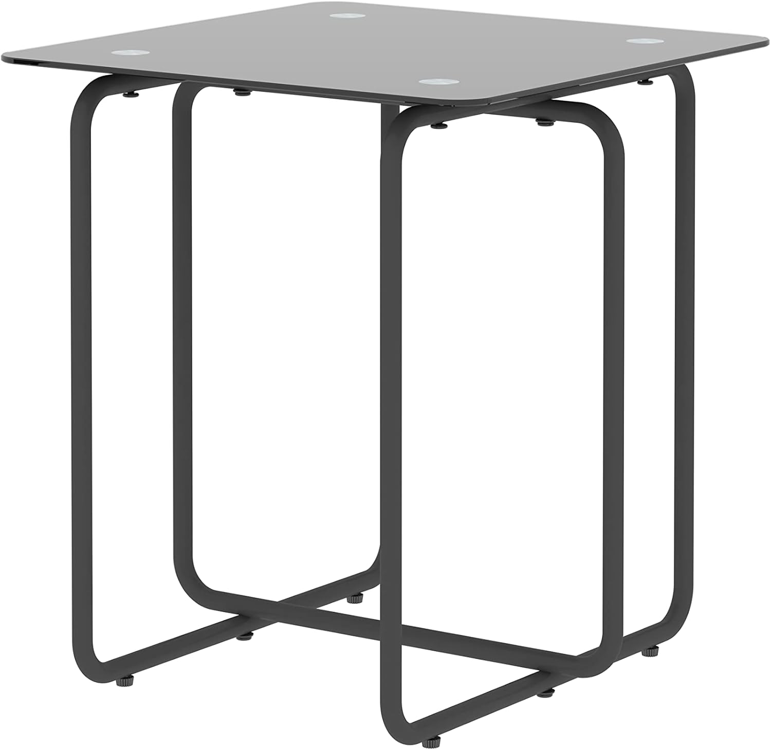 Mesa auxiliar moderna de cristal templado para sala de estar, dormitorio, color negro