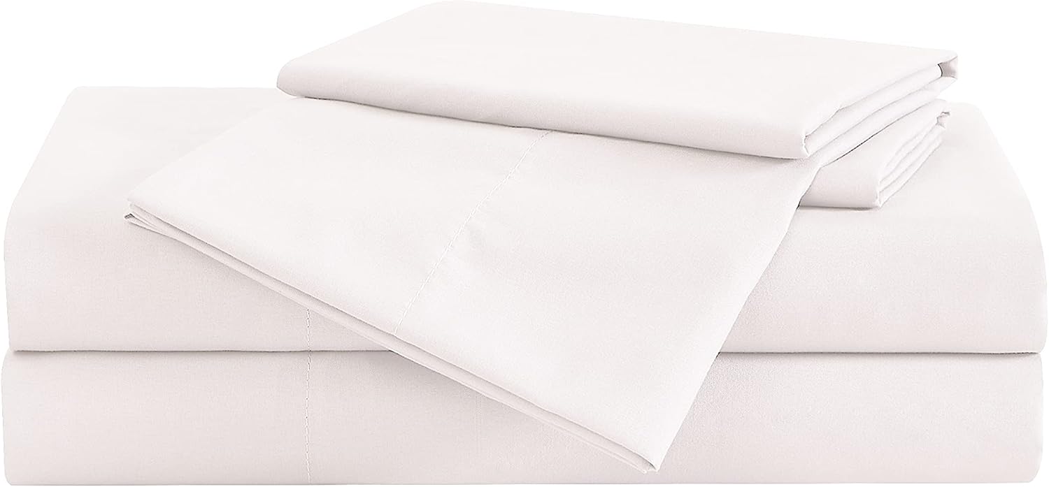 London Fog Garment Wash Solid Split King Juego de sábanas y fundas de almohada de 7 piezas – Tela de microfibra suave – Blanco