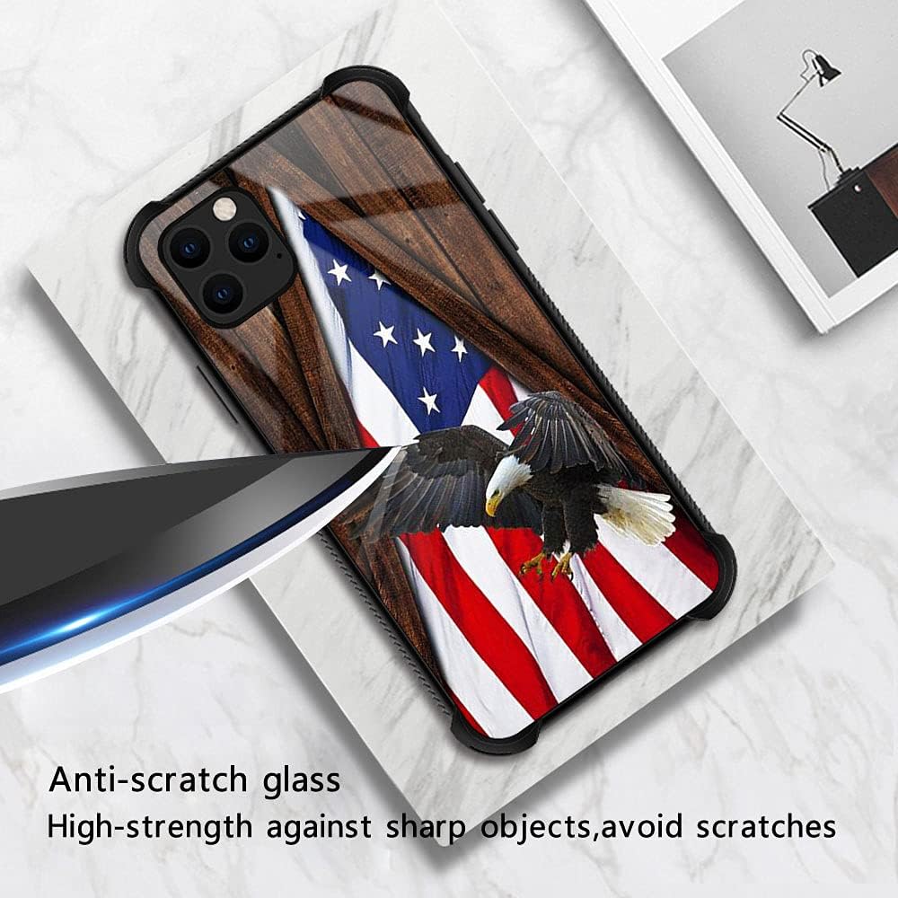 DJSOK Funda compatible con iPhone 11 Pro Max, funda de bandera estadounidense de águila para iPhone 11 Pro Max, fundas para hombres y niñas, a