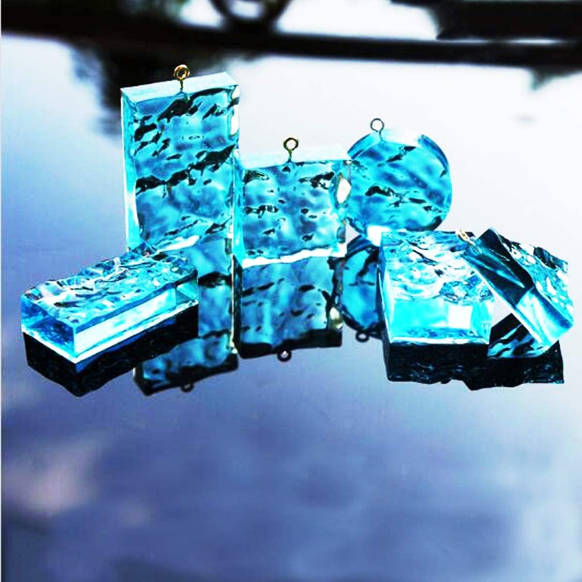 Woohome Juego de 43 moldes de silicona transparentes para joyería, juego de moldes de fundición de ondas de agua, incluye 22 moldes de fundición de