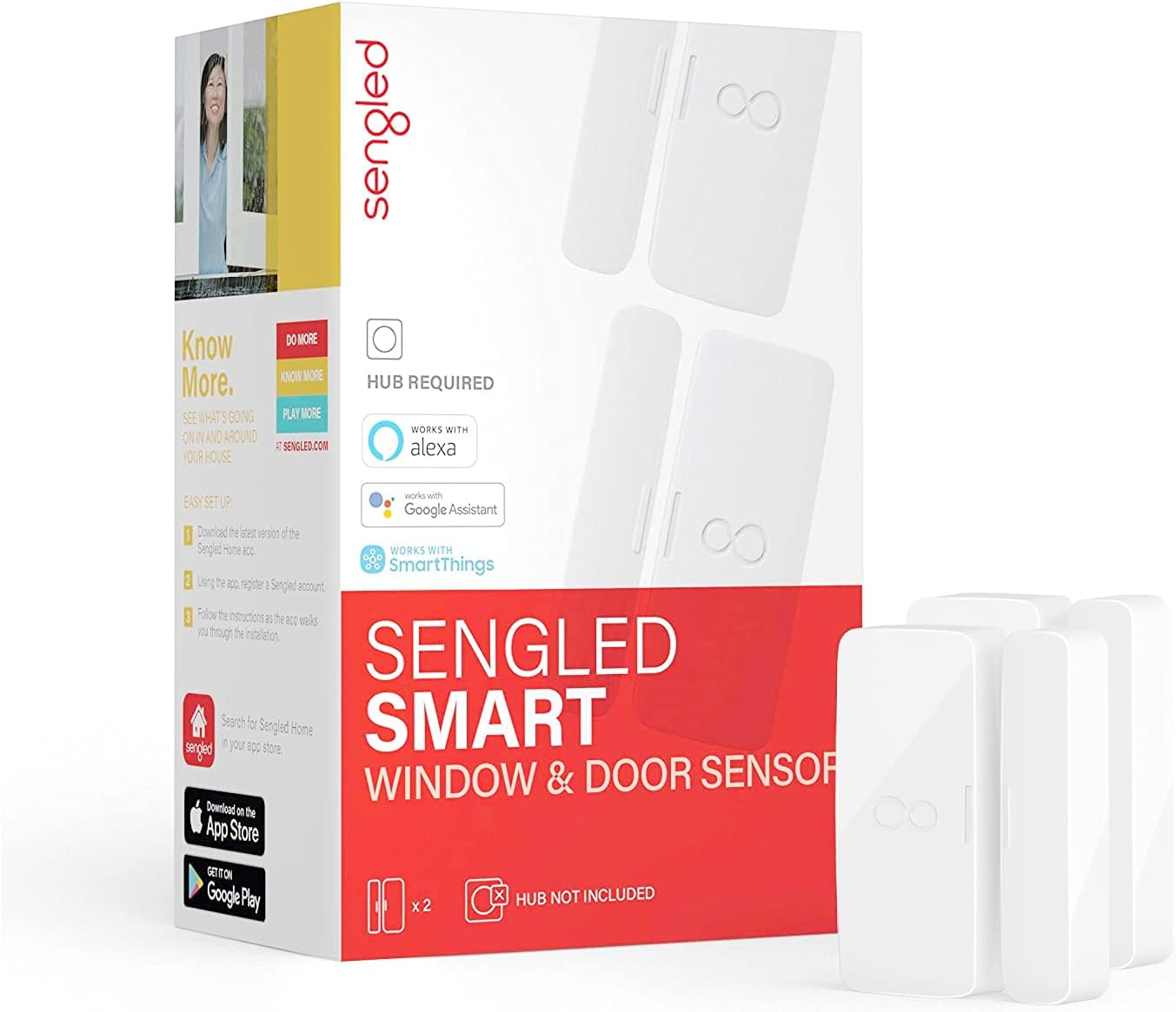 Sengled Sensor inteligente de ventana y puerta, requiere concentrador, compatible con Alexa, Google Assistant y SmartThings, Echo 4th, Echo Show 10,