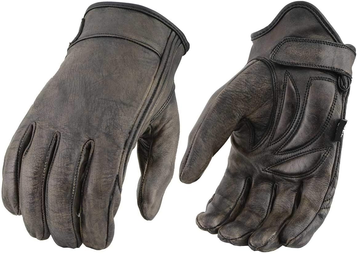 Milwaukee Leather MG7512 Men’s Brown Leather Gel Padded Palm Short Wrist Motorcycle Hand Gloves W Full Panel Cover