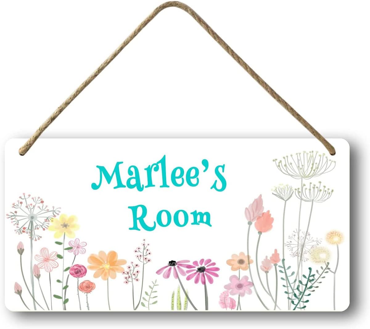 Letrero de puerta de flores personalizado para dormitorio de niñas, bebé, cuarto de bebé, placa de madera, nombre personalizado, habitación de