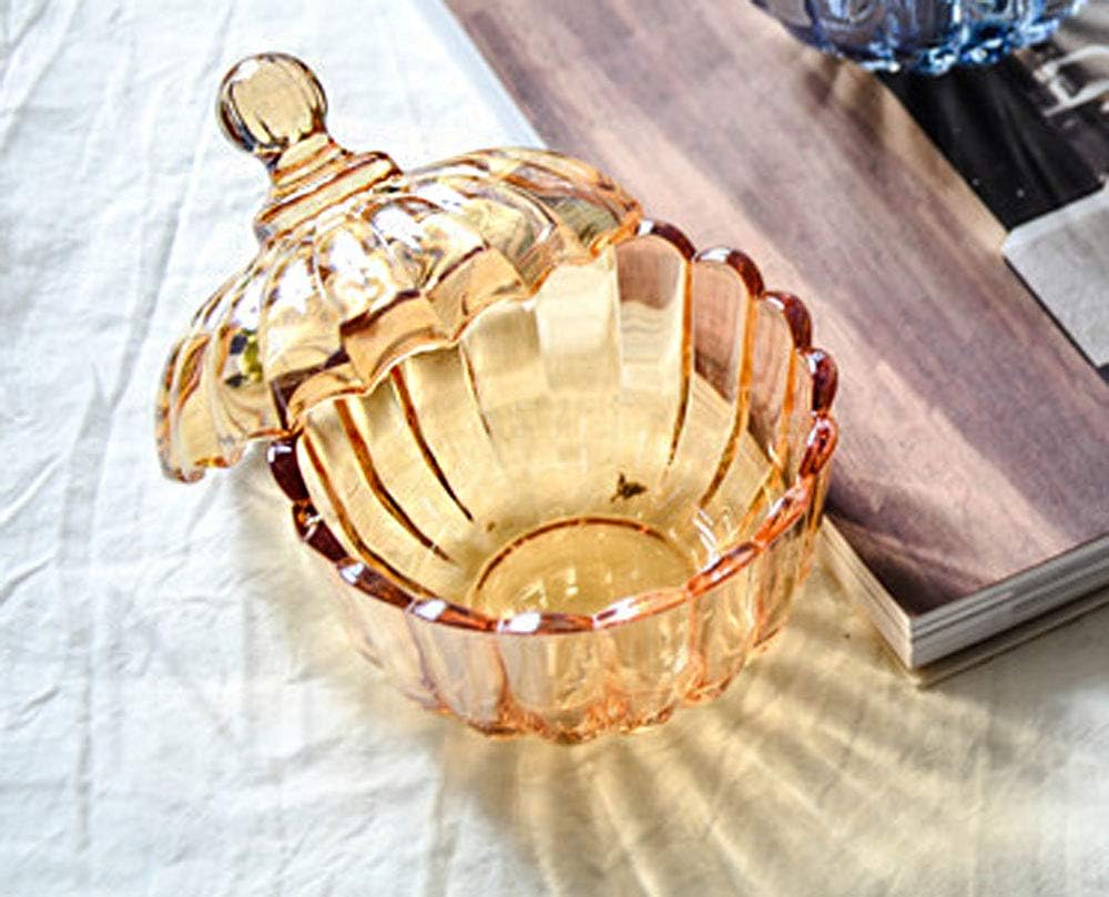 FUYU Tarro de caramelo de cristal de calabaza Caja de aperitivos Tarro de almacenamiento de vidrio con