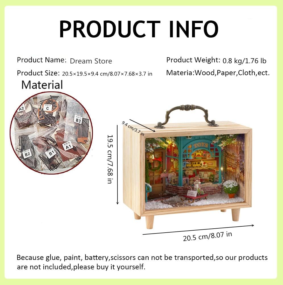 Casa de muñecas Kit de muebles de madera en miniatura, mini casa de muñecas hecha a mano con LED, escala 124, juguetes creativos para manualidades,