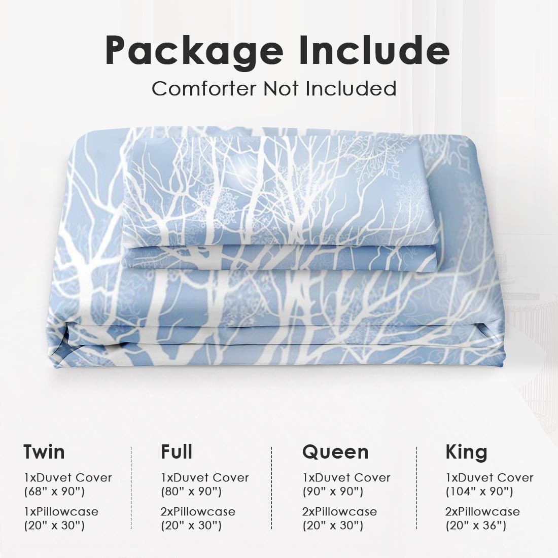 Juego de funda de edredón, juego de ropa de cama de árbol de invierno de nieve para niños y adultos, decoración de dormitorio, juego de funda de