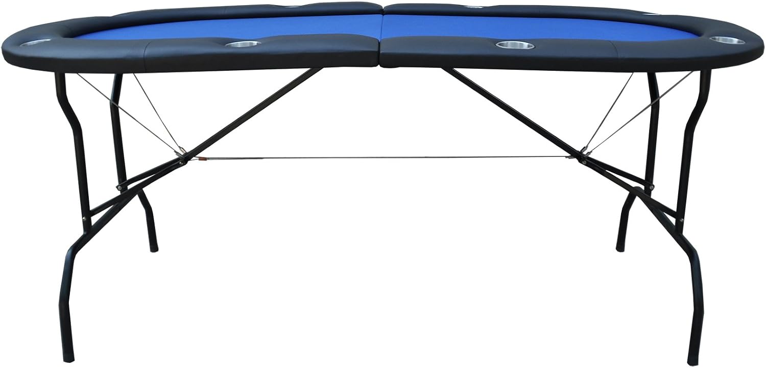 IDS Poker 73 Light Series – Mesa de póquer con rieles acolchados y patas plegables de fieltro, color azul