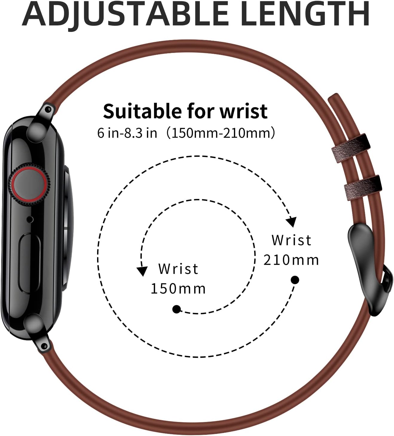 Tobfit Correa delgada de cuero para Apple Watch Band 1.496 in 1.575 in 1.614 in 1.654 in 1.732 in 1.772 in, correa de cuero de vaca de grano