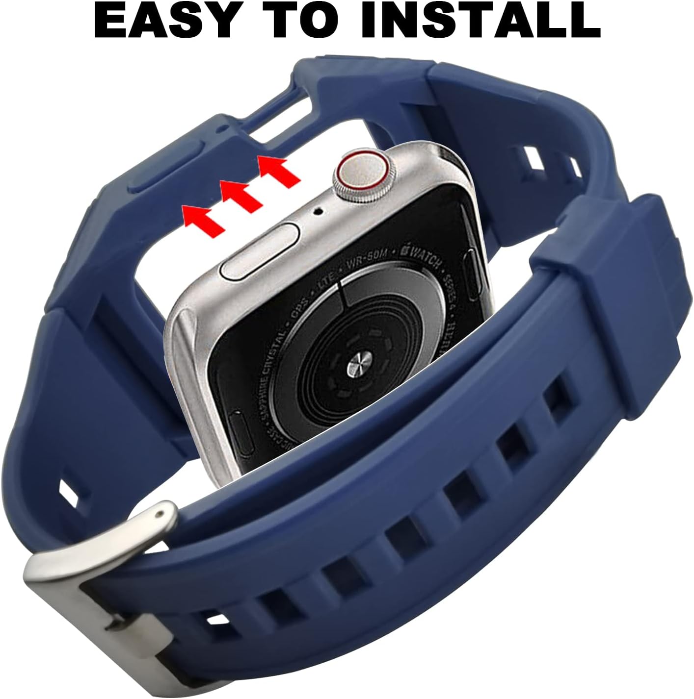 Correa para Apple Watch de 1.772 pulgadas con pulseras, funda protectora completa resistente y correa de muñeca suave para hombres y mujeres, bandas