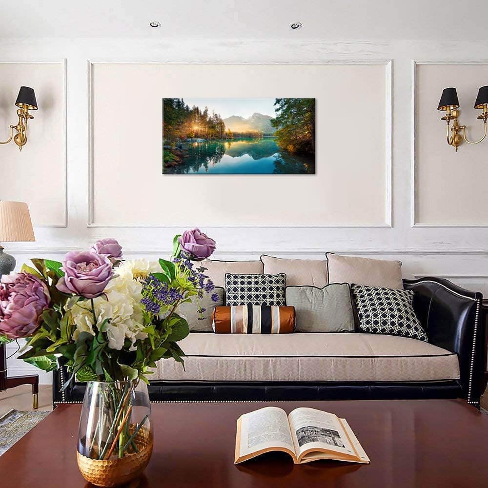 TEKMENT Lienzo grande de otoño con diseño de lago de otoño para sala de estar, dormitorio, decoración de oficina en casa, impresión de paisaje de