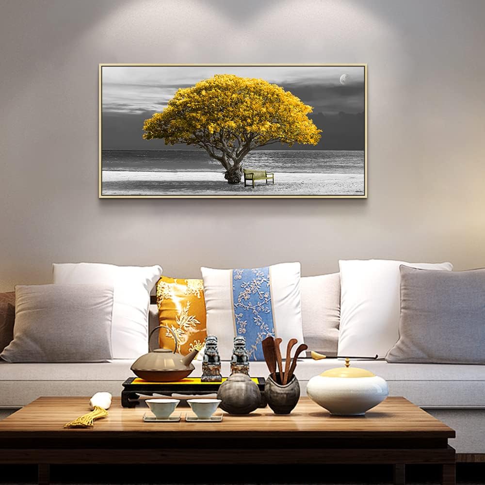 Lienzo enmarcado para sala de estar, decoración de pared de dormitorio de gran tamaño, decoración de pared en blanco y negro, pintura de pared de