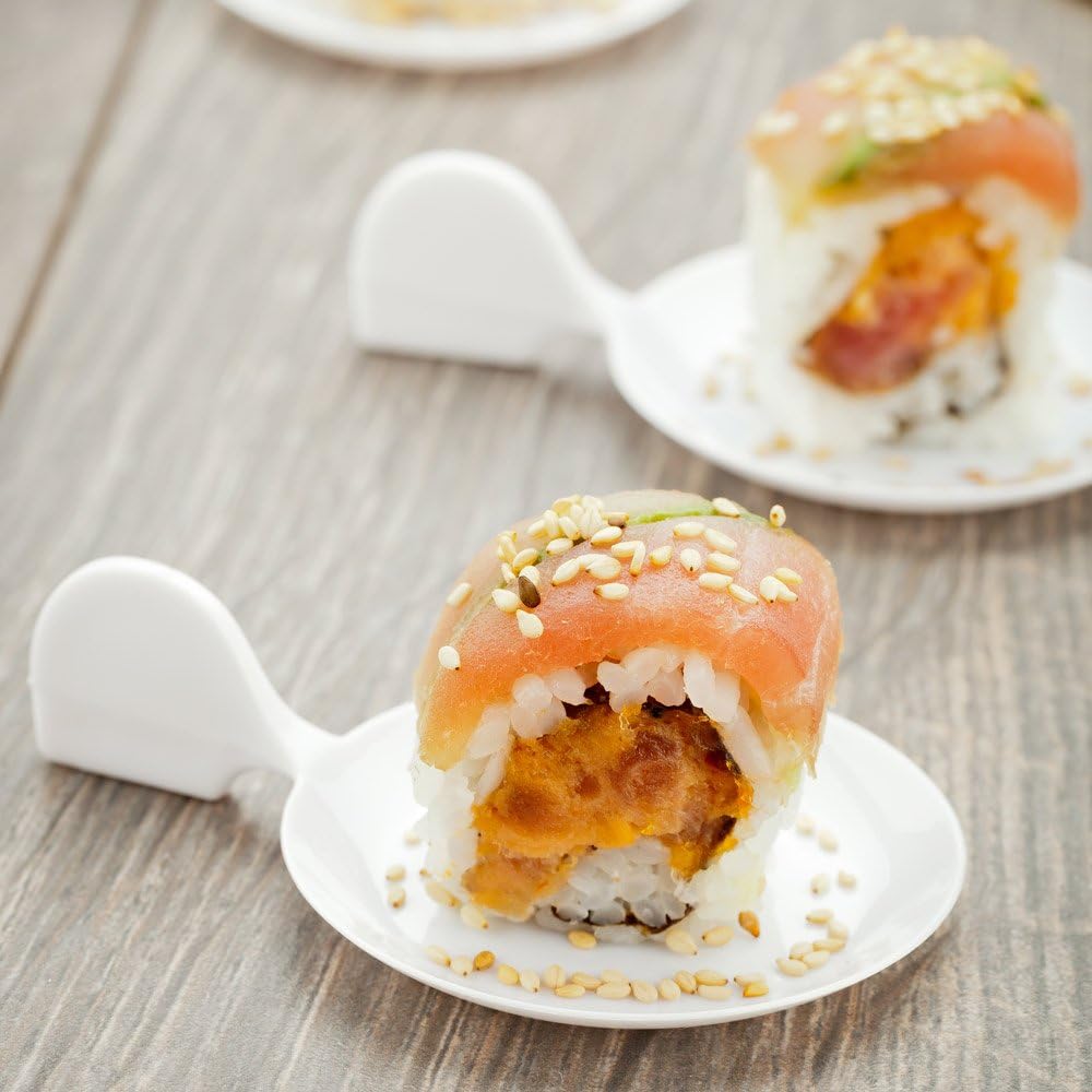 Restaurantware Mini platos de postre de 3.7 x 2.5 pulgadas, 100 mini platos desechables para aperitivos, platos en forma de pescado, para servir