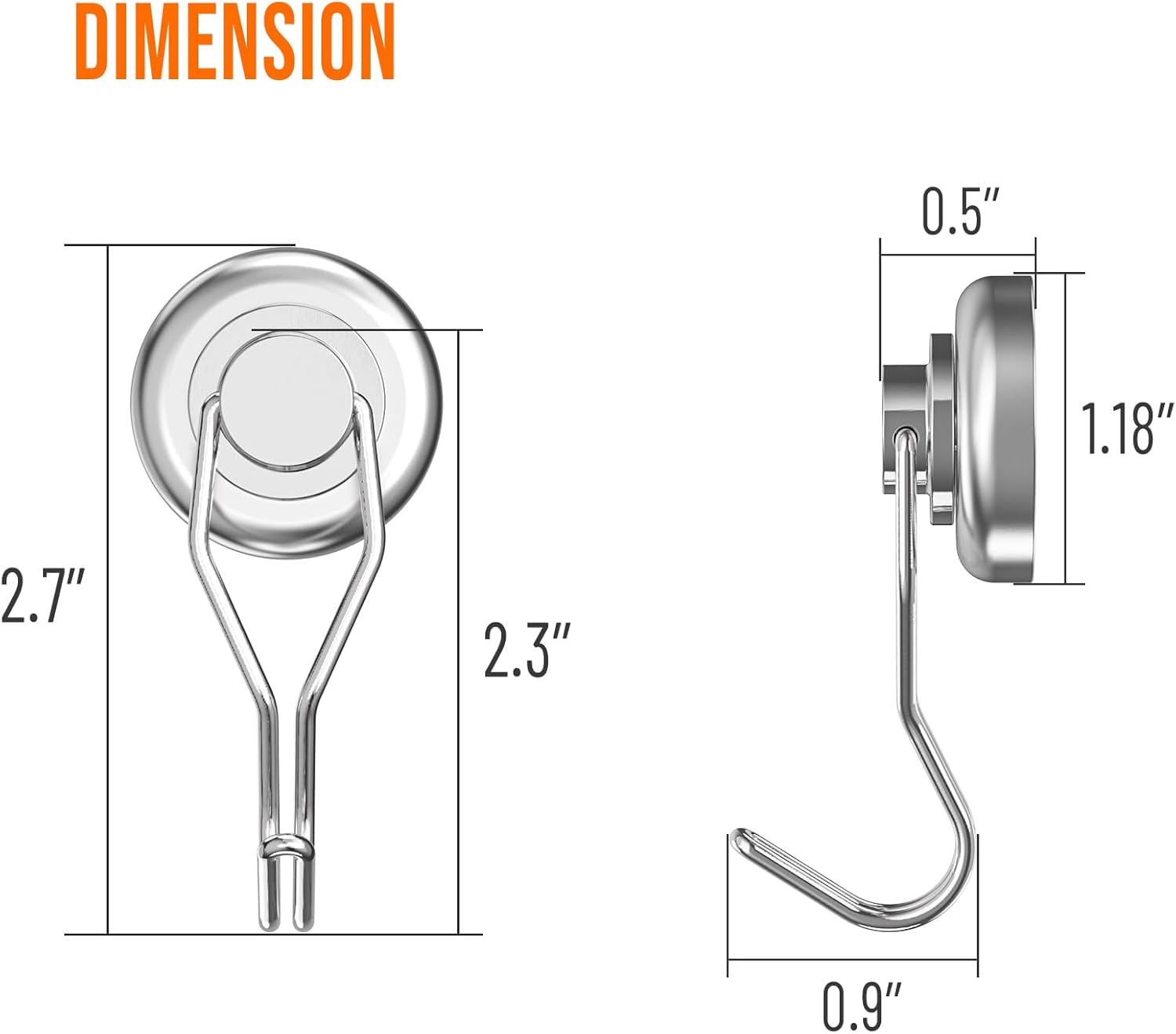 Paquete de 4 ganchos magnéticos para colgar utensilios de cocina y parrilla, de acero inoxidable con imán fuerte para almacenamiento de herramientas