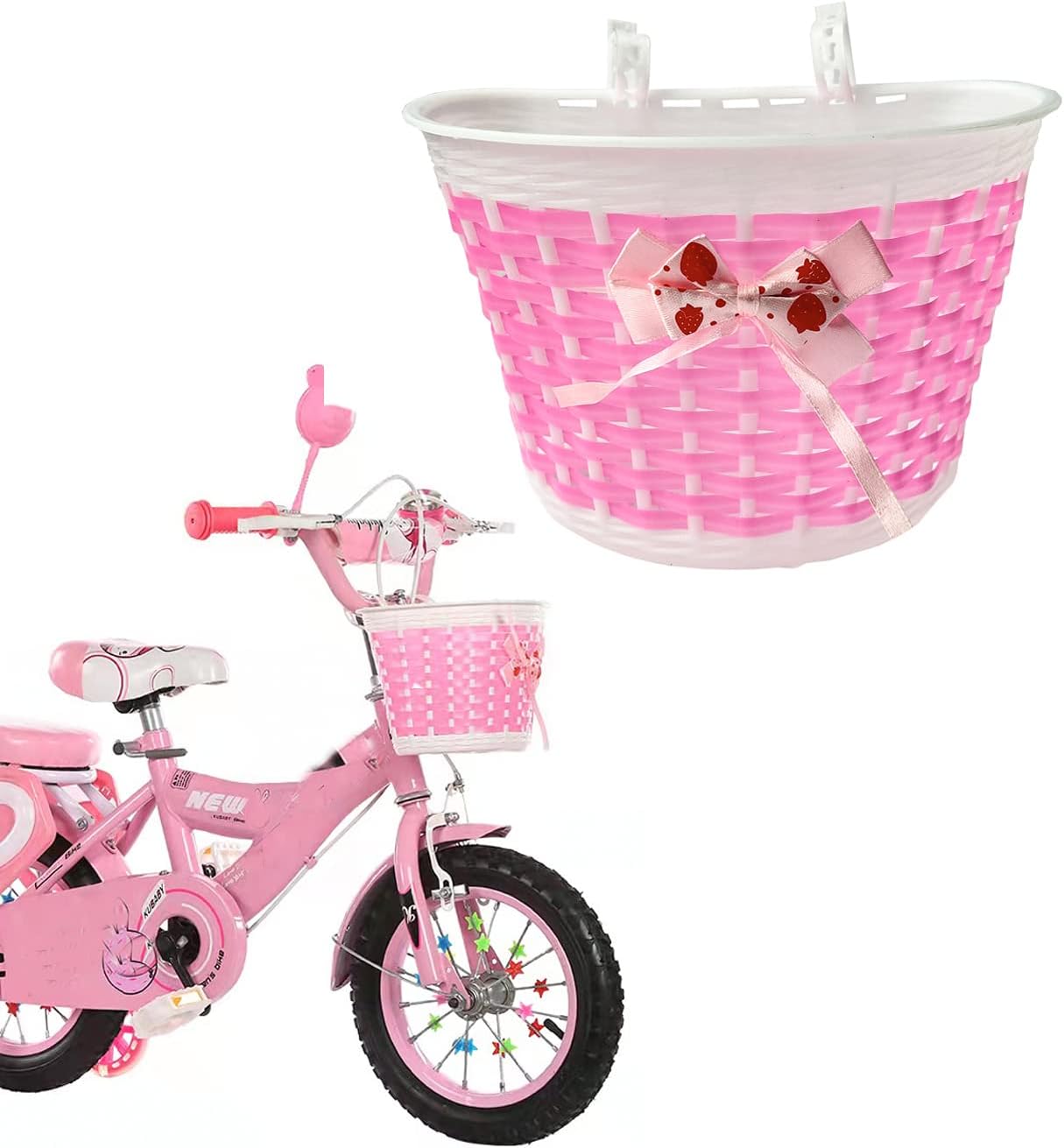 Accesorios de decoración de bicicleta para niños, cesta de scooter de bicicleta, campana de bicicleta para niños, serpentinas y calcomanías de mango