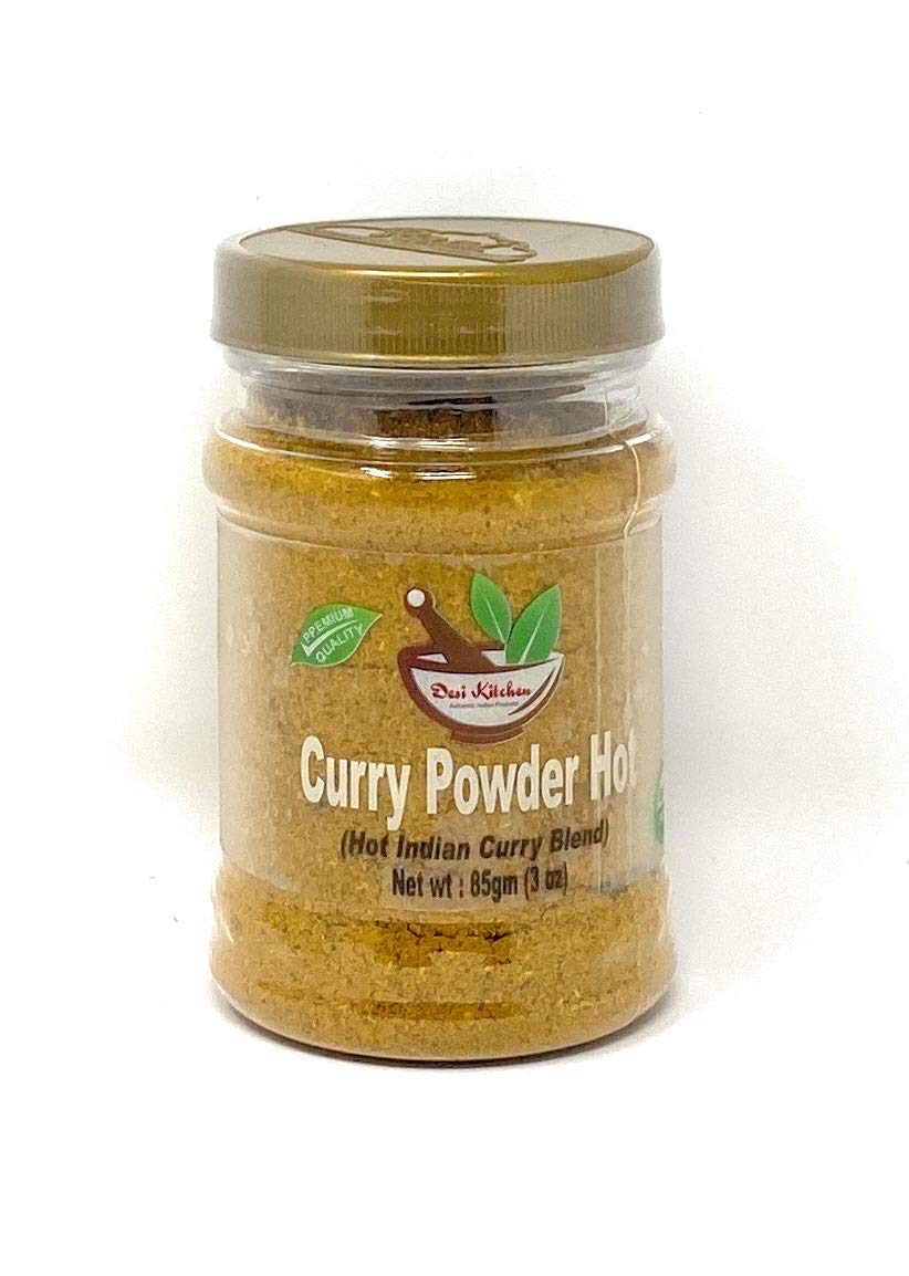 Desi Kitchen Spices All Natural  Sin OMG  Vegano  Sin sal  Curry en polvo caliente (mezcla de curry indio caliente) 3 onzas
