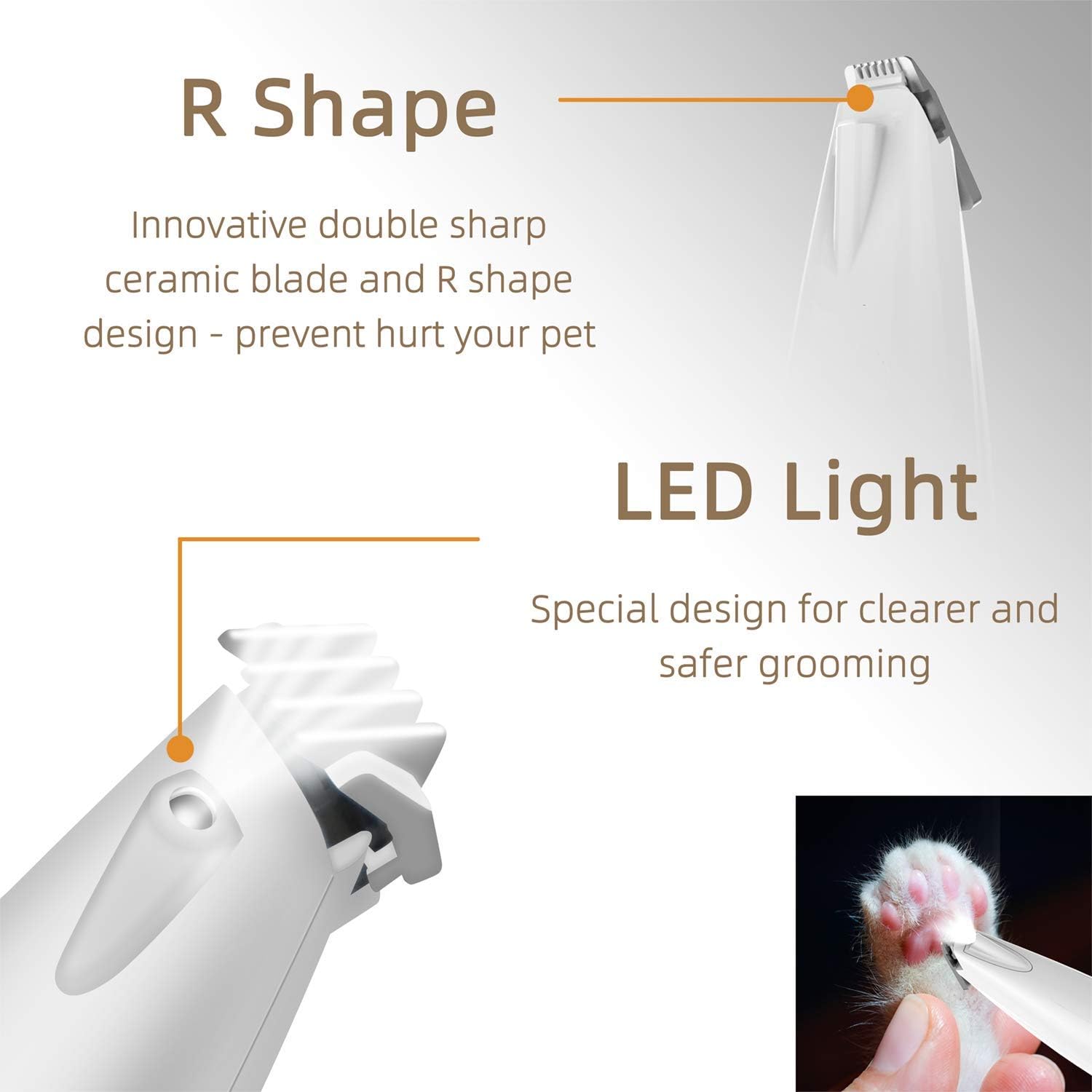 Cortadora eléctrica de pelo de pata de perro para gatos pequeños, cortapelos de Navidad, sin cable, mini cortapelos con luz, 2 velocidades,
