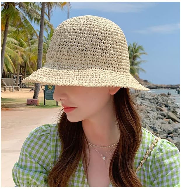 Sombrero de paja para mujer, sombrero de pescador, sombrero de pesca, sombrero de playa, gorra plegable, gorras de verano