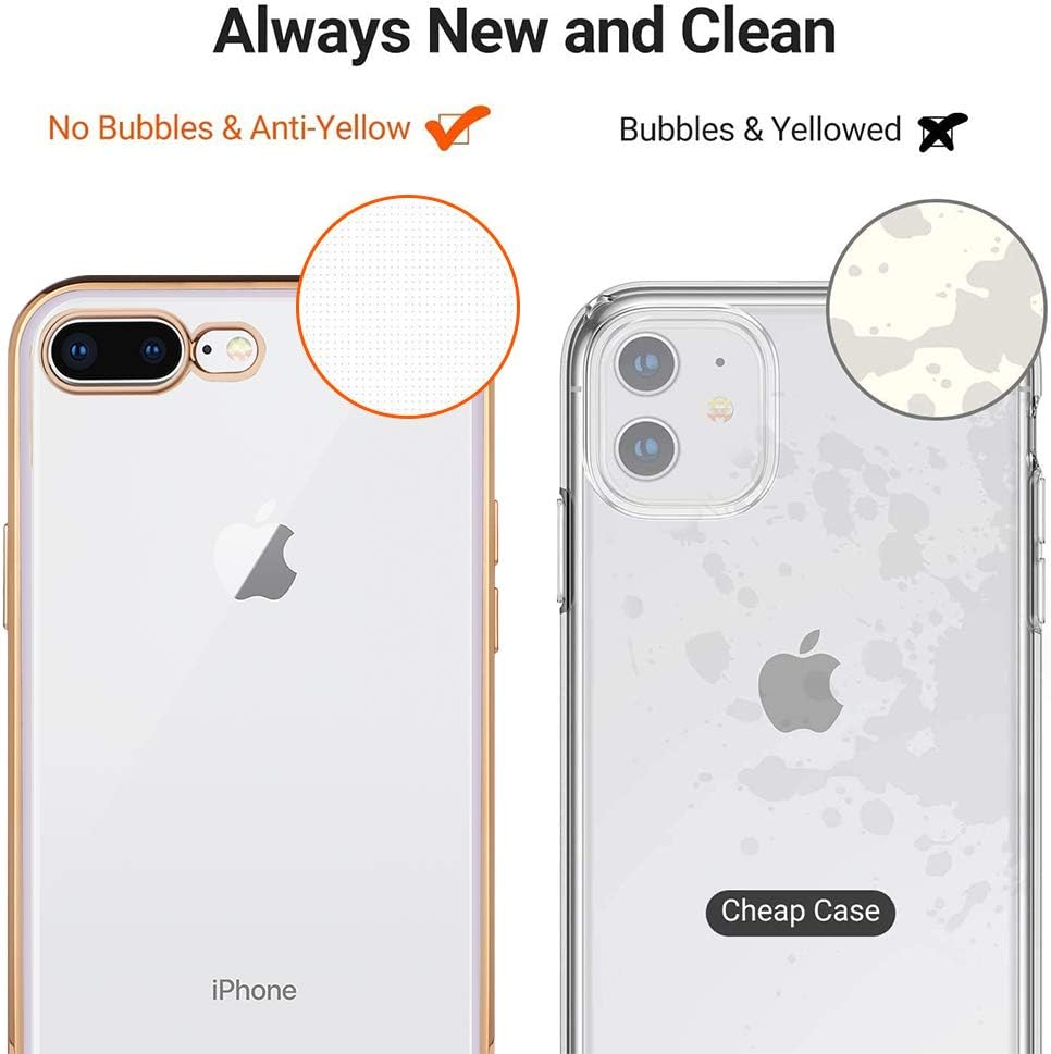 MOWIME Funda transparente para iPhone 7 Plus, iPhone 8 Plus, carcasa protectora transparente de TPU suave, antiarañazos, a prueba de golpes, color