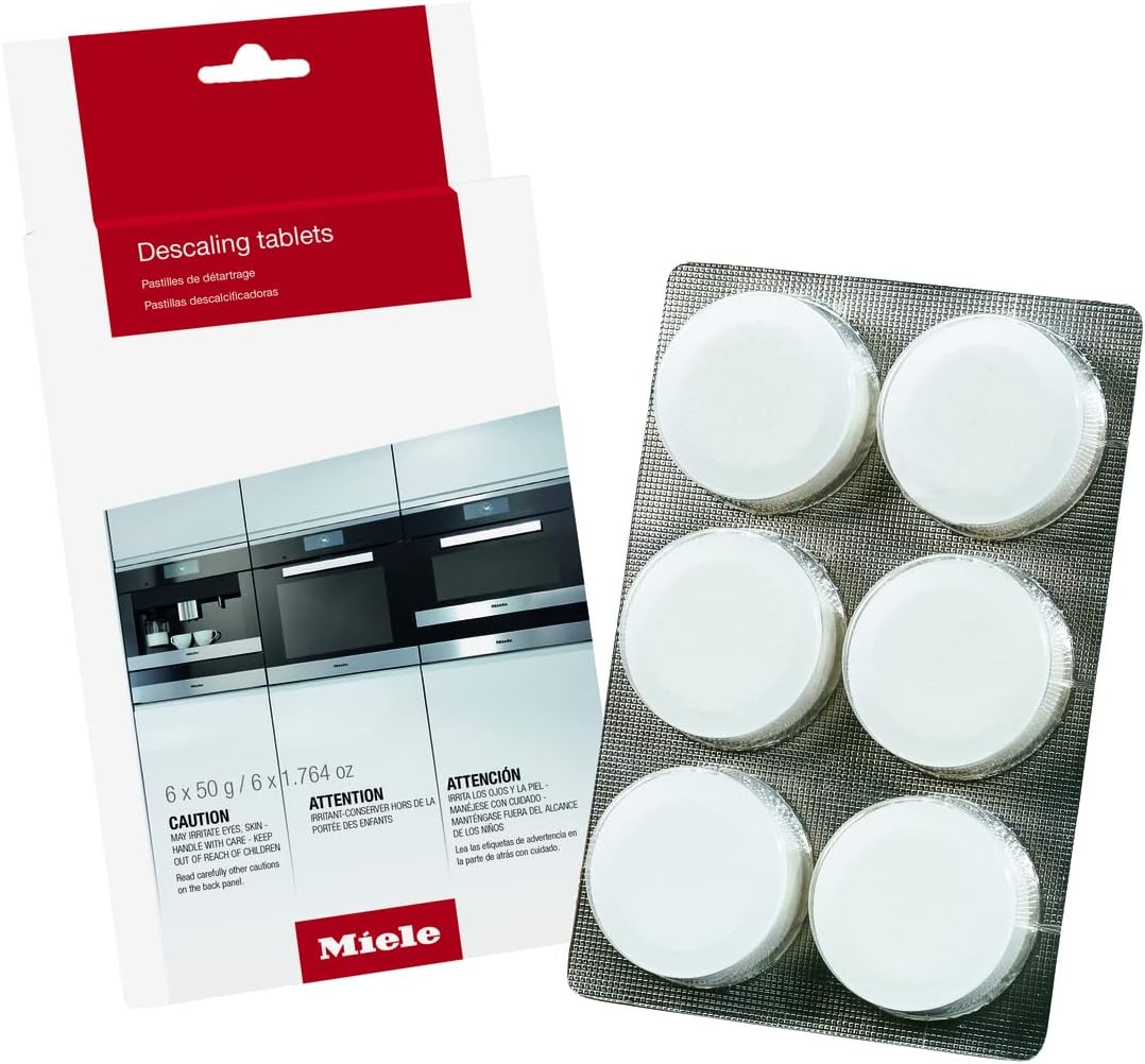 Miele Tabletas descalcificantes para máquinas de café, hornos de vapor, hornos, rangos, 6 unidades