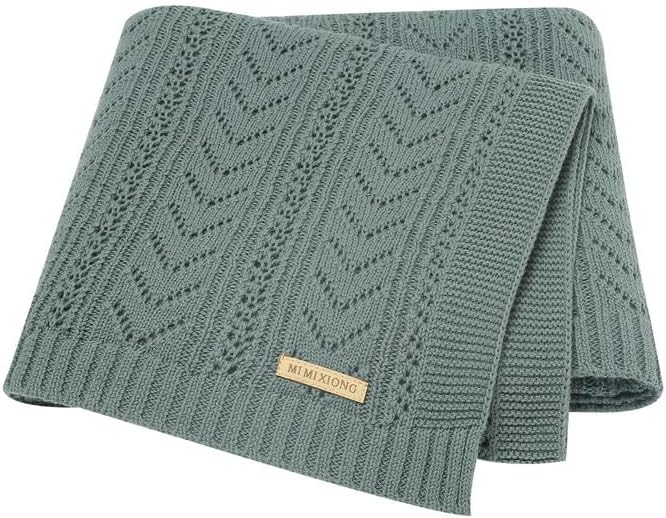 Wugugu Manta de bebé para envolver el bebé, manta de seguridad de ganchillo para bebé, manta transpirable celular de nivel materno, pelusa natural,