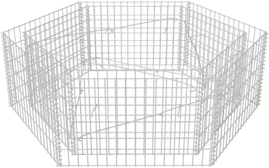 WIFESE Gabion Wall – Panel de pared de malla elevada de 63 x 55.1 x 19.7 pulgadas, con cubierta, jaula de piedra de jardín de acero galvanizado,