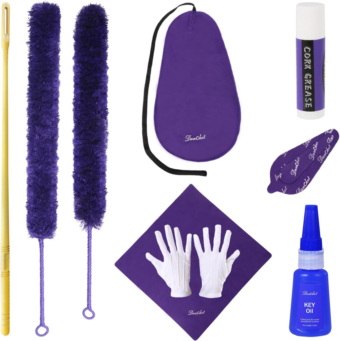 Kit de limpieza para el cuidado de la limpieza de flautas aceite de llave + grasa de corcho + hisopo + paño de limpieza + cepillo de limpieza +