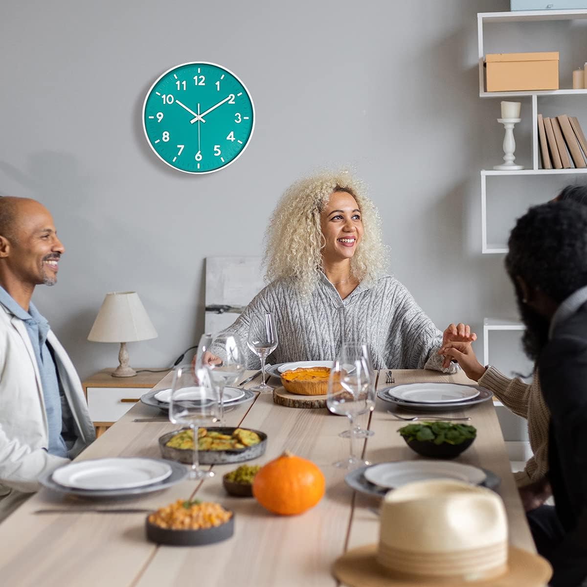 Reloj de pared moderno con número 3D de 12 pulgadas, esfera redonda brillante y colorida, reloj de pared silencioso de cuarzo que no hace tictac,