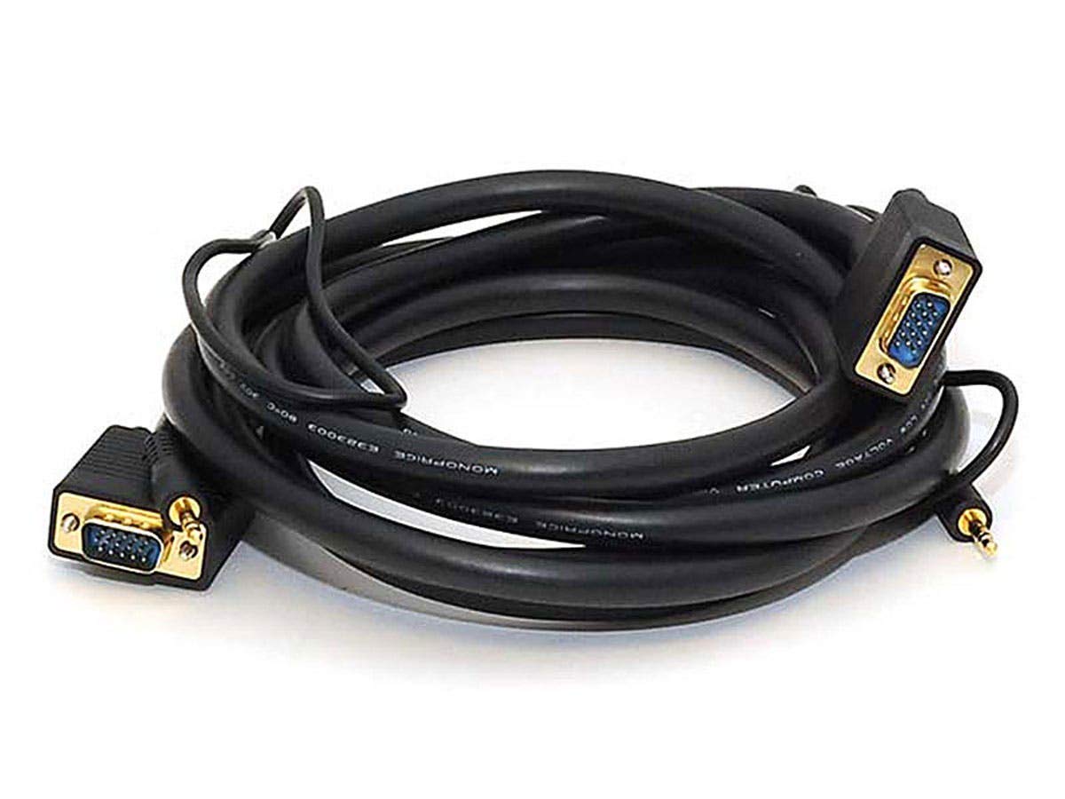 Monoprice Cable de monitor macho-macho VGASVGA de 10 pies con audio estéreo y triple blindaje