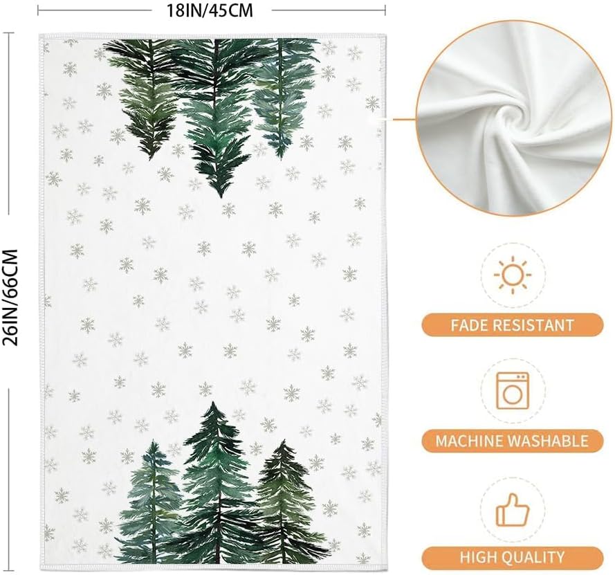 ARKENY AD140 – Juego de 2 paños de cocina de Navidad, diseño de copos de nieve, color verde, 18 x 26 pulgadas, diseño de Nobel de granja, decoración