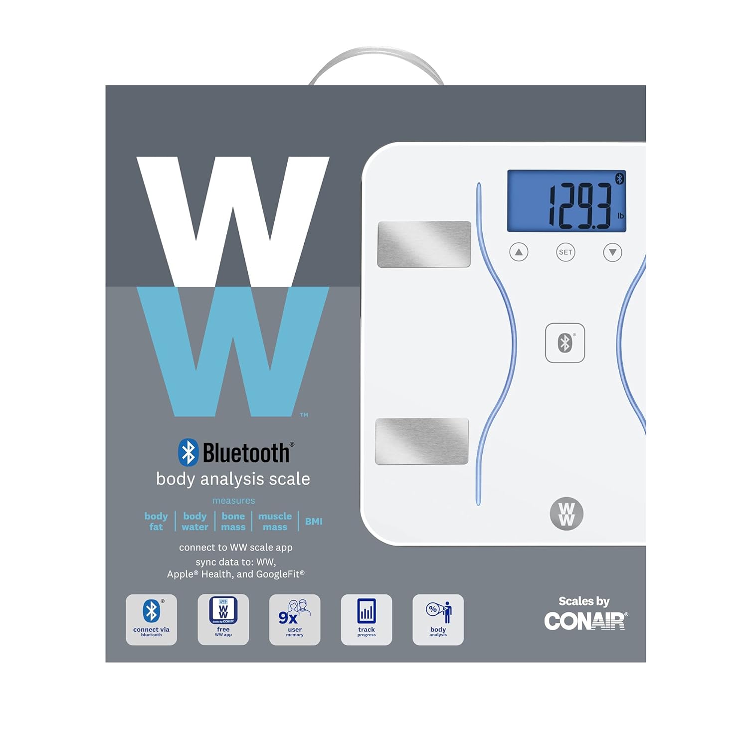 Conair WW – Báscula de baño de precisión digital, Bluetooth, Blanco