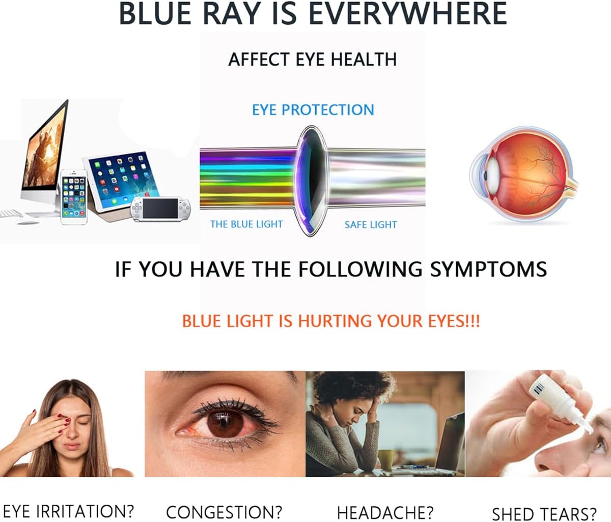 Gafas cuadradas antiluz azul para protección ocular mejorada con bloqueo de luz azul para mujeres y hombres