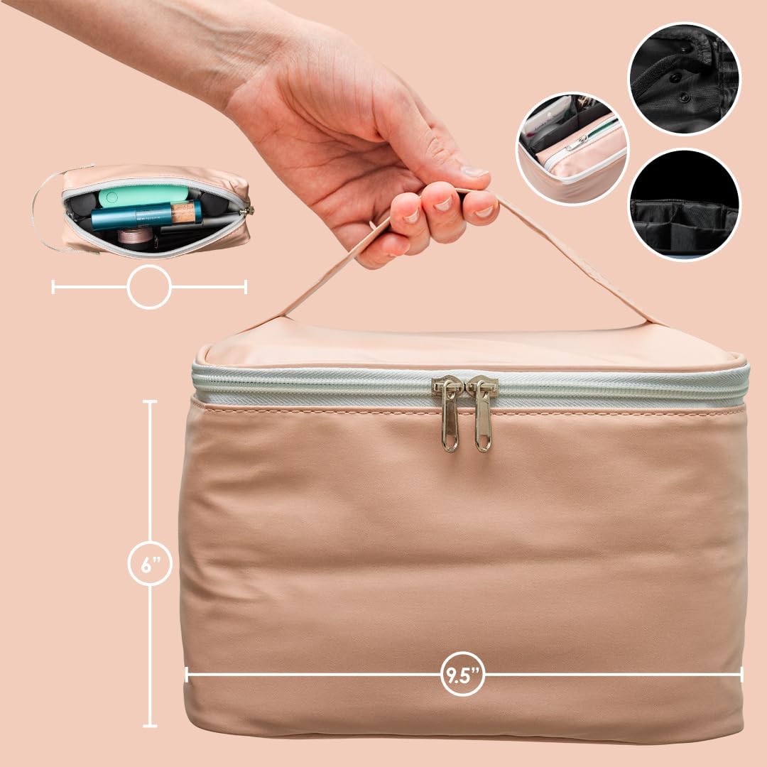 Zunee Bolsa de maquillaje  Bolsa de cosméticos portátil  Bolsa de viaje para cosméticos de gran capacidad  Juego de bolsa de maquillaje (1 bolsa