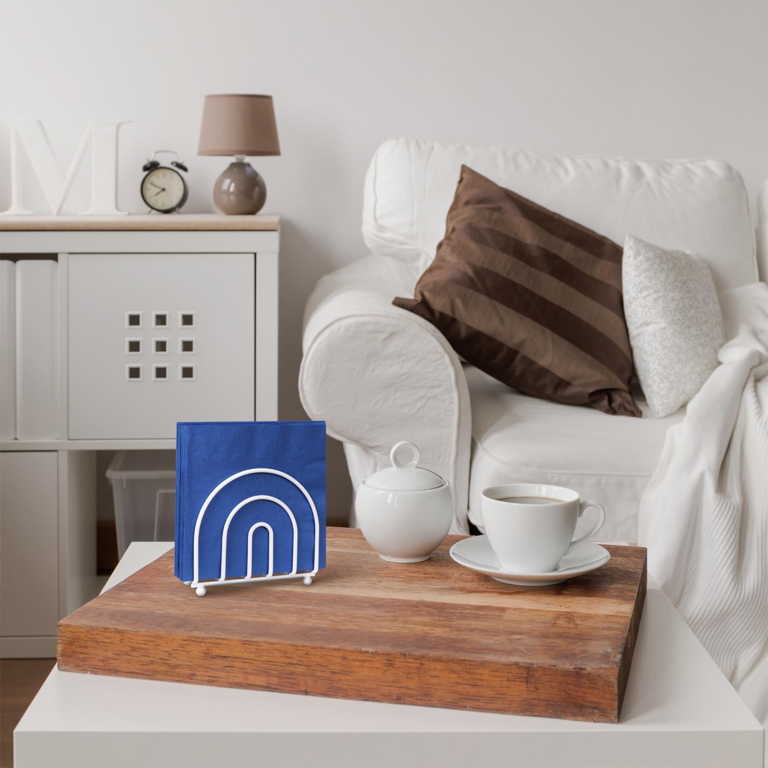 Blue Donuts White Arc Collection Servilleteros – Servilleteros para mesas, moderno servilletero, servilleteros de mesa de comedor para cocina,
