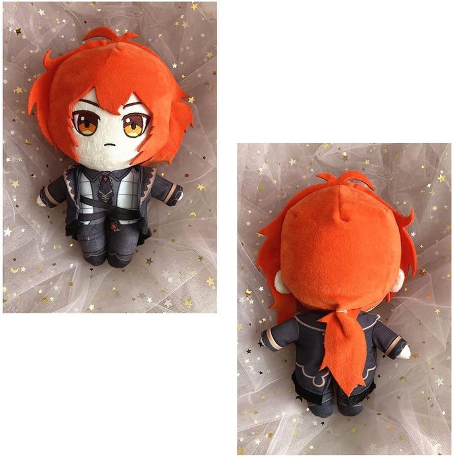 CALEMBOU Diluc – Figura de anime de peluche hecha a mano de 8 pulgadas, colección de accesorios de cosplay, muñeca de peluche suave, regalo para los
