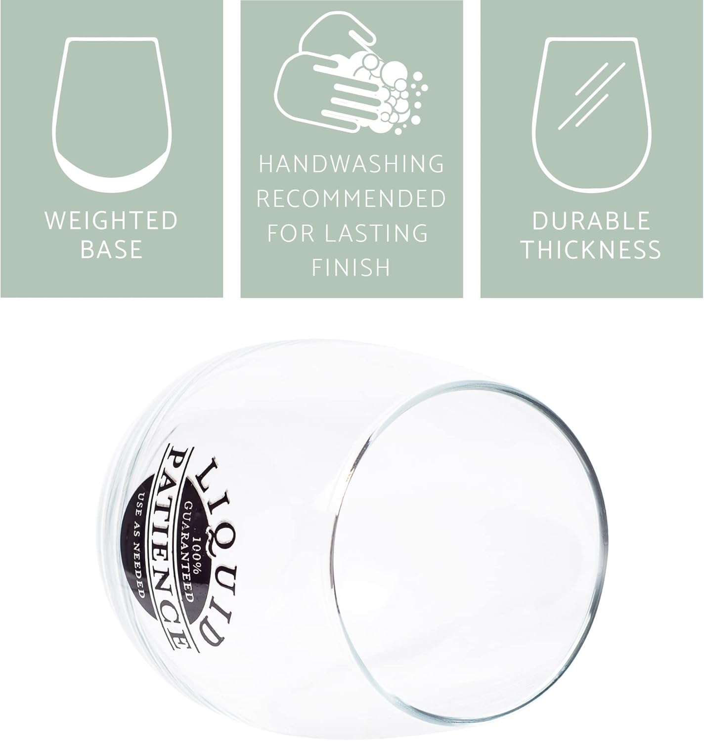 Elanze Designs Liquid Patience – Copa de vino sin tallo, color negro, 14 onzas