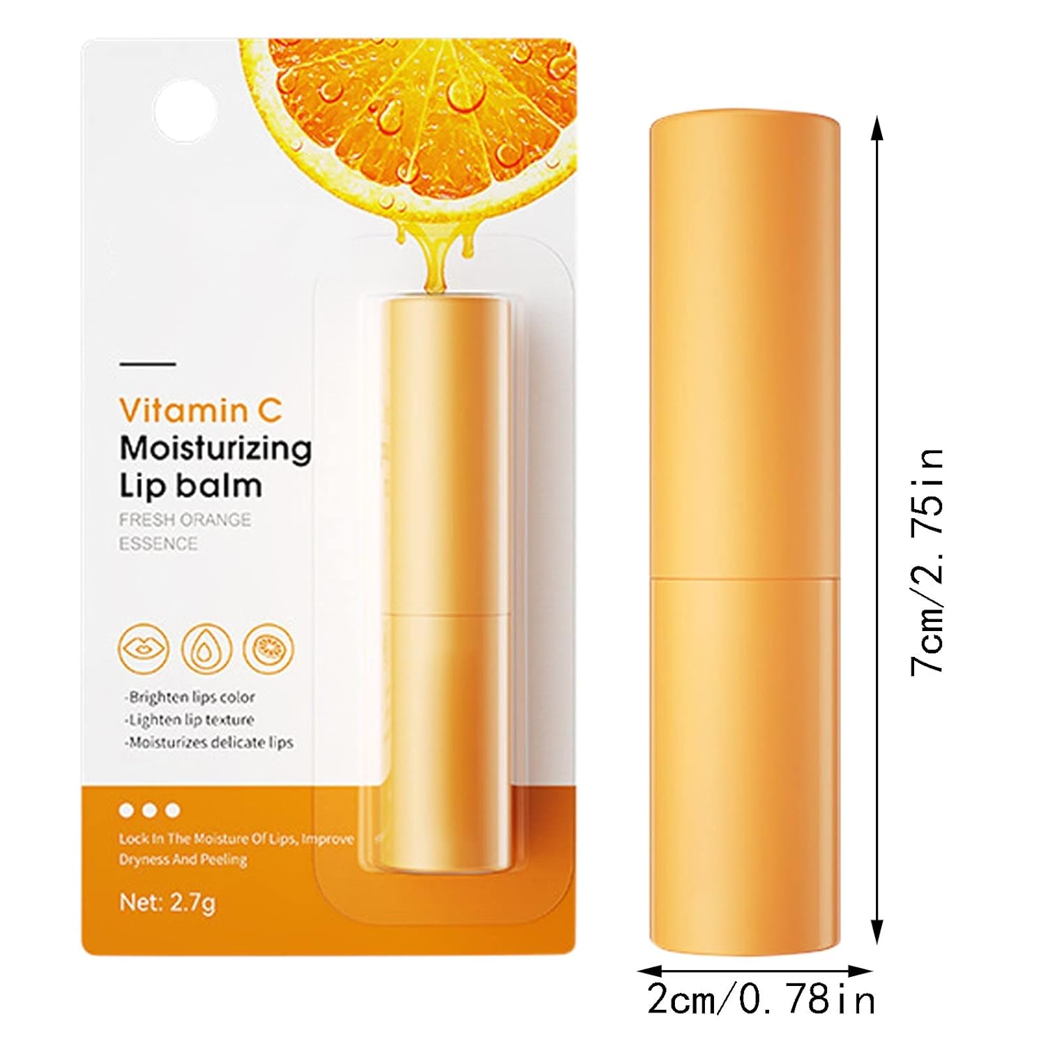 Lápiz labial para mujeres Vitamina C Hidratante Bálsamo Labial Cuidado de los Labios con Extracto de Fruta de Naranja y Aceite Bálsamo Labial