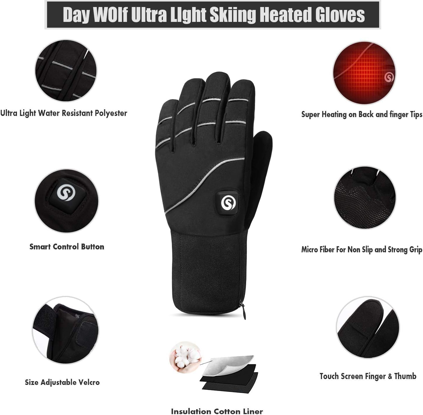 Guantes térmicos para hombres y mujeres, guantes eléctricos recargables con batería para deportes de invierno, artritis, Raynaud para invierno,