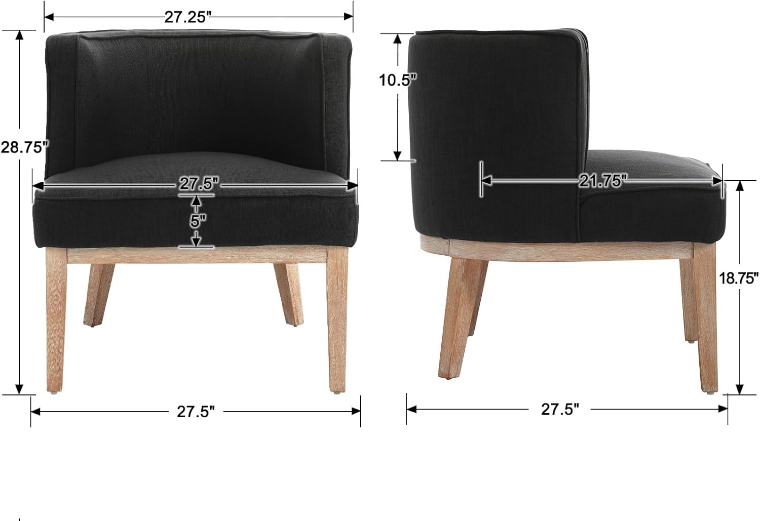Silla Accent Barrel, silla decorativa de lino, tapizada, moderna, individual, para sofá, con patas de madera, cómoda silla de club para dormitorio,