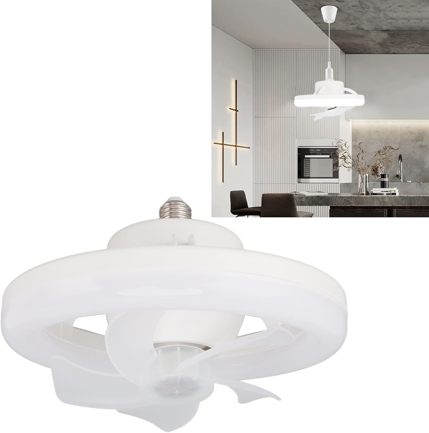 Ventilador de techo regulable Ventilador de techo para habitación de niños, luz de ventilador de techo de 5 aspas, lámpara de luz LED Ventilador de