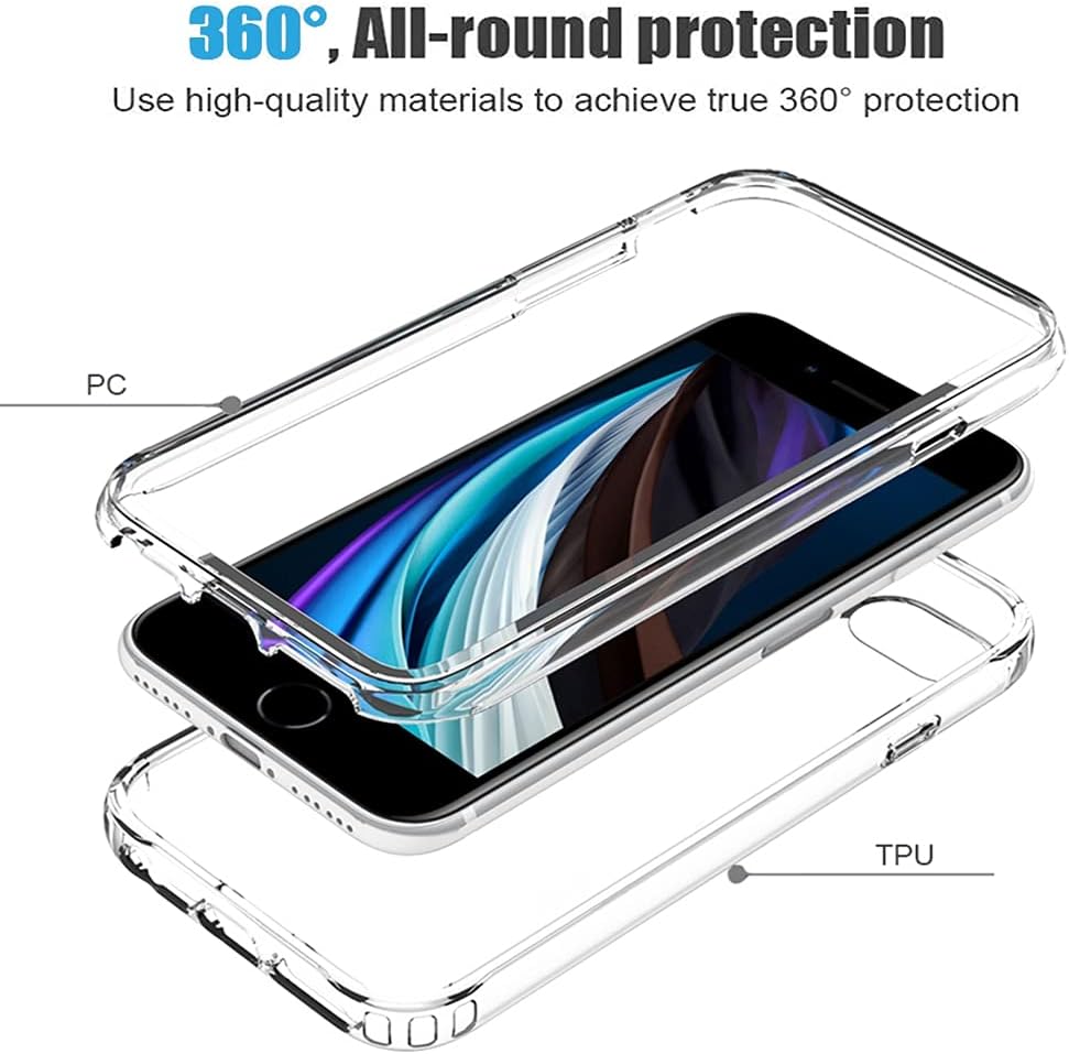 Bohefo Funda transparente compatible con iPhone SE 2020, iPhone 8, iPhone 7 para niñas y mujeres, bonita funda protectora de TPU de cristal a prueba