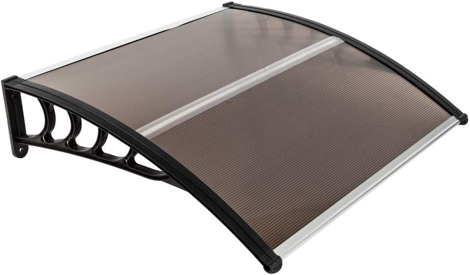 Hommo Toldo de policarbonato de 40 x 40 pulgadas con soporte negro, cubierta superior para puerta delantera, toldo de patio al aire libre,