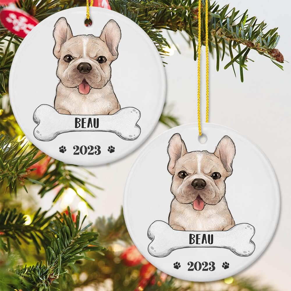 TheUnifury – Adornos personalizados para perro Bulldog francés para árbol de Navidad, regalos de bulldog francés para amantes del bulldog francés,